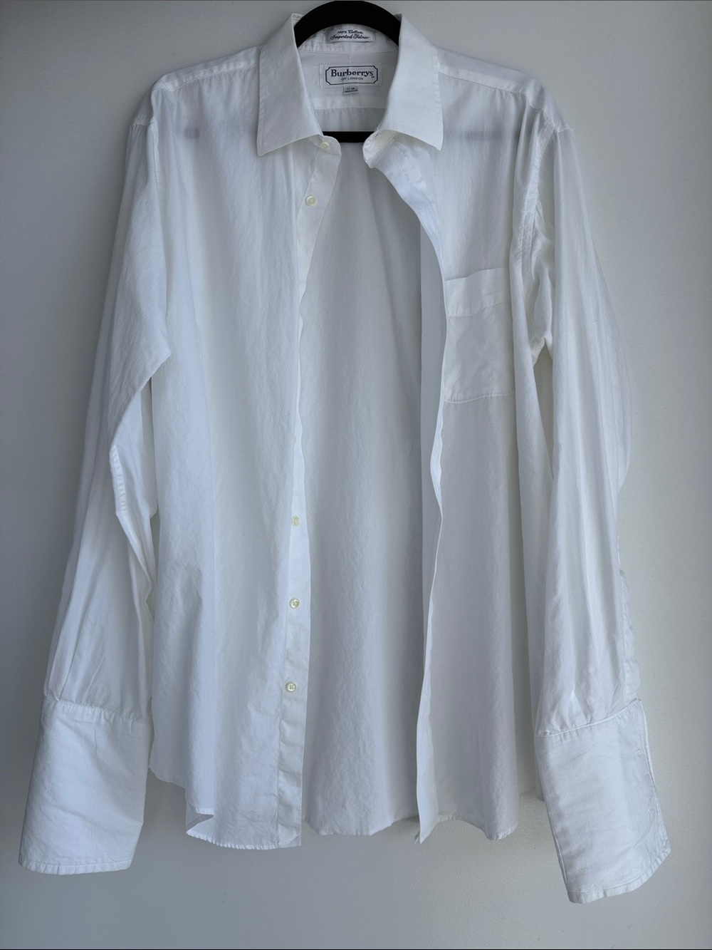 Vintage Burberrys of London White Cotton Dress Shirt 17-36 Made in USA